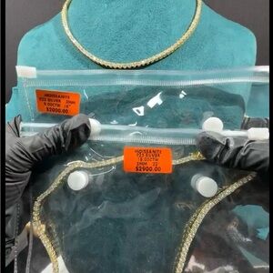 Brand New. 925 Sterling Silver Moissanate Tennis Necklace in Gold Tone